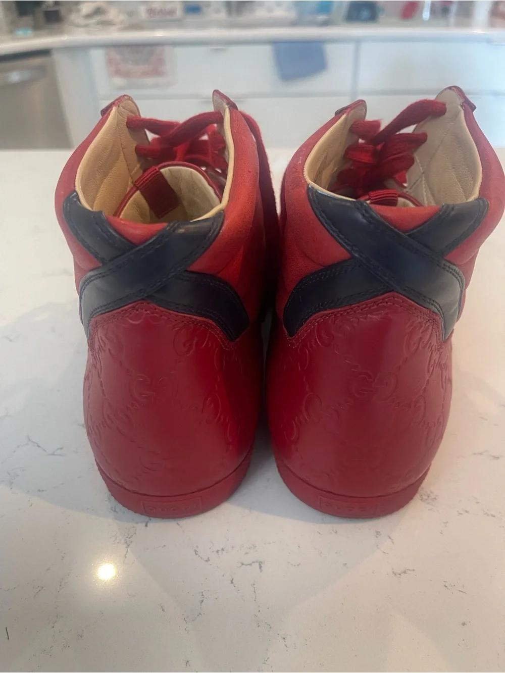 Rare Red Gucci Leather High-Top Sneakers